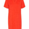 Cream badstof polo jurk fria rood