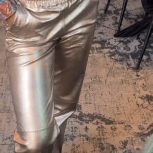 Ibana metallic broek Phela leder