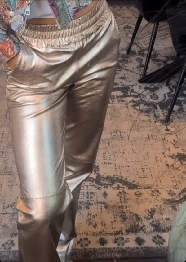 Ibana metallic broek Phela leder