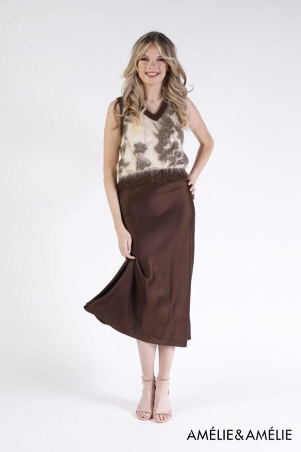 Amelie amelie satijnen rok alessia choco - Afbeelding 3