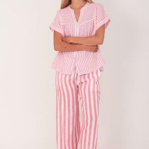 Blouse gestreept koraal