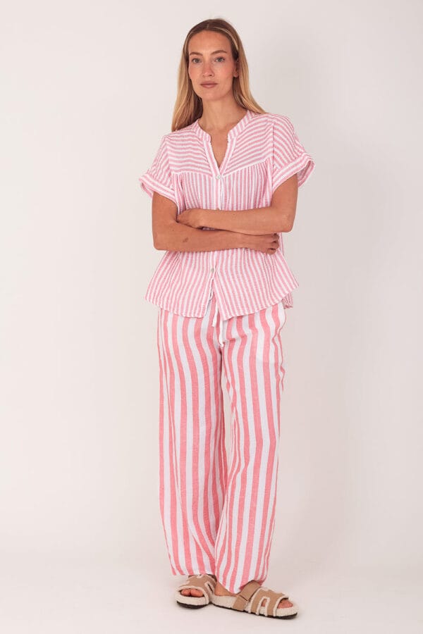Blouse gestreept koraal - Afbeelding 2