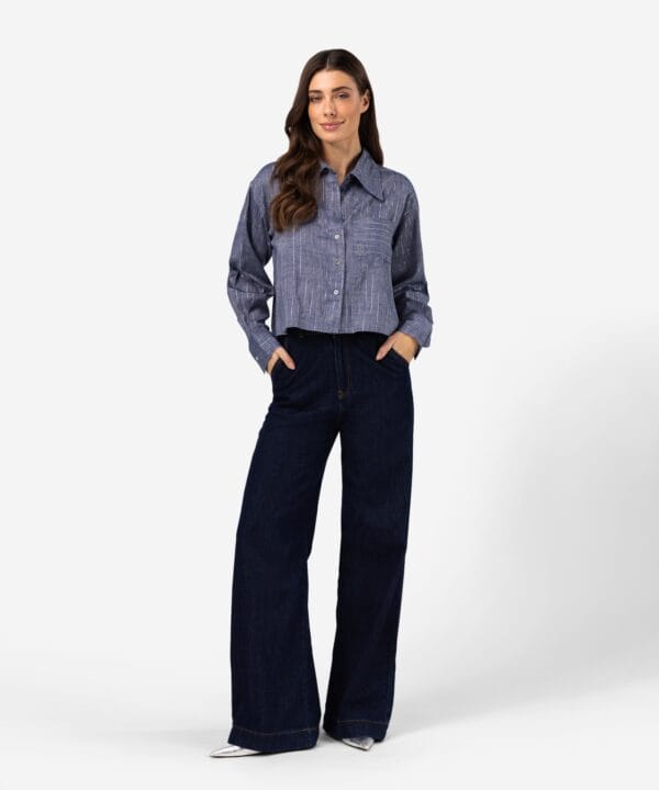 Ibana cropped blouse bilou sapphire - Afbeelding 3