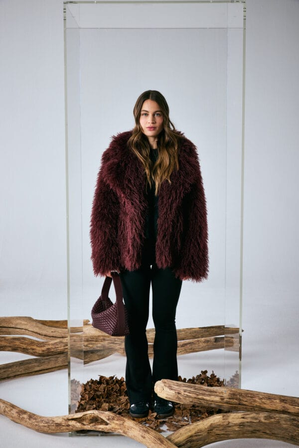 Smith & soul jas faux fur bordeaux - Afbeelding 4