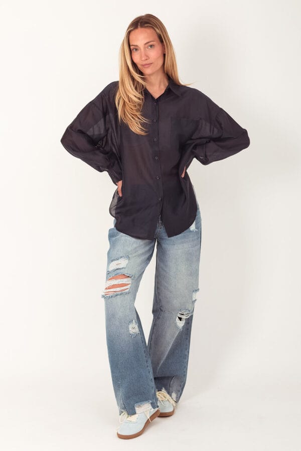 Blouse glory donker bruin
