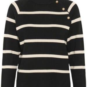 Cream trui dela button stripe