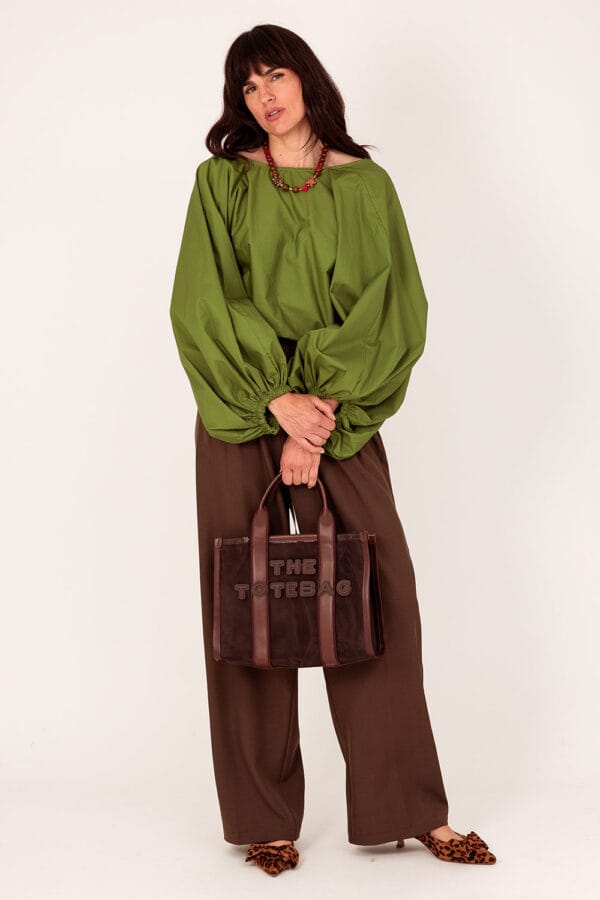 Glamour blouse ballonmouw mossy groen