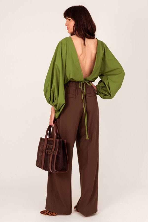 Glamour blouse ballonmouw mossy groen - Afbeelding 2