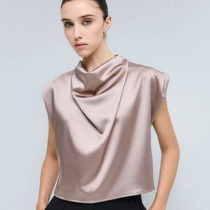 access fashion mouwloze drappery top