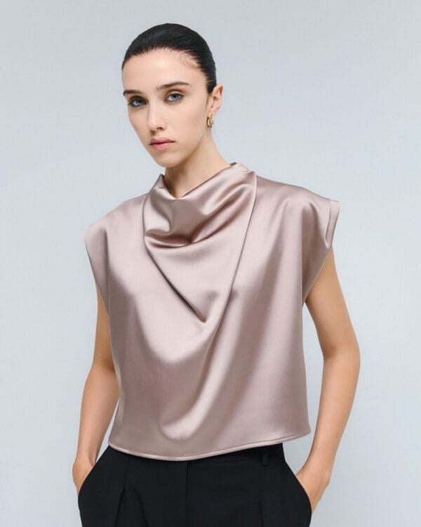 access fashion mouwloze drappery top