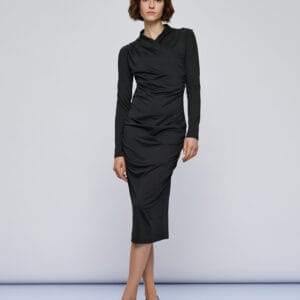 Access fashion midi wrap jurk zwart