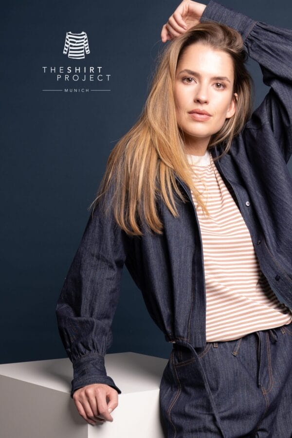 The shirt project capuchon blouse denim cropped
