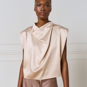 access fashion mouwloze drappery top