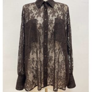 Access fashion blouse lace coffee