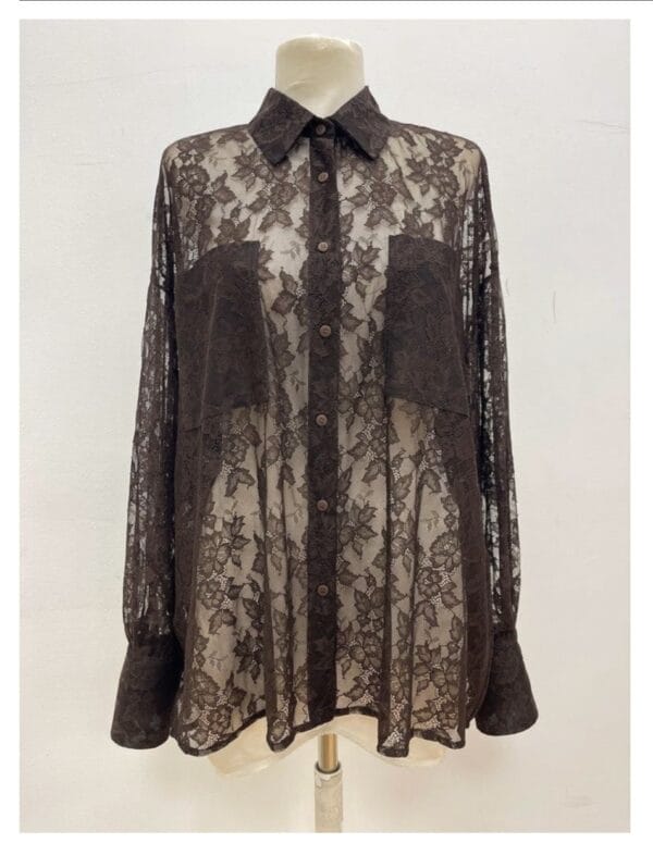 Access fashion blouse lace coffee