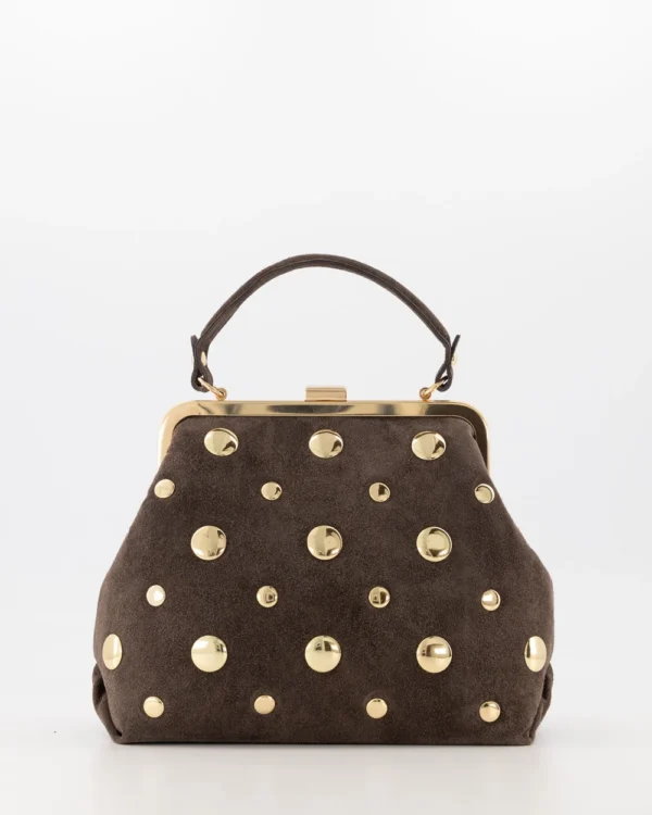Suede handtas kara met studs