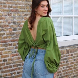 Glamour blouse ballonmouw mossy groen