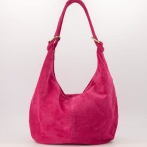 Suede schoudertas fuchsia riva