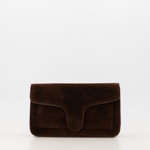 Schoudertas donker bruin suede hally